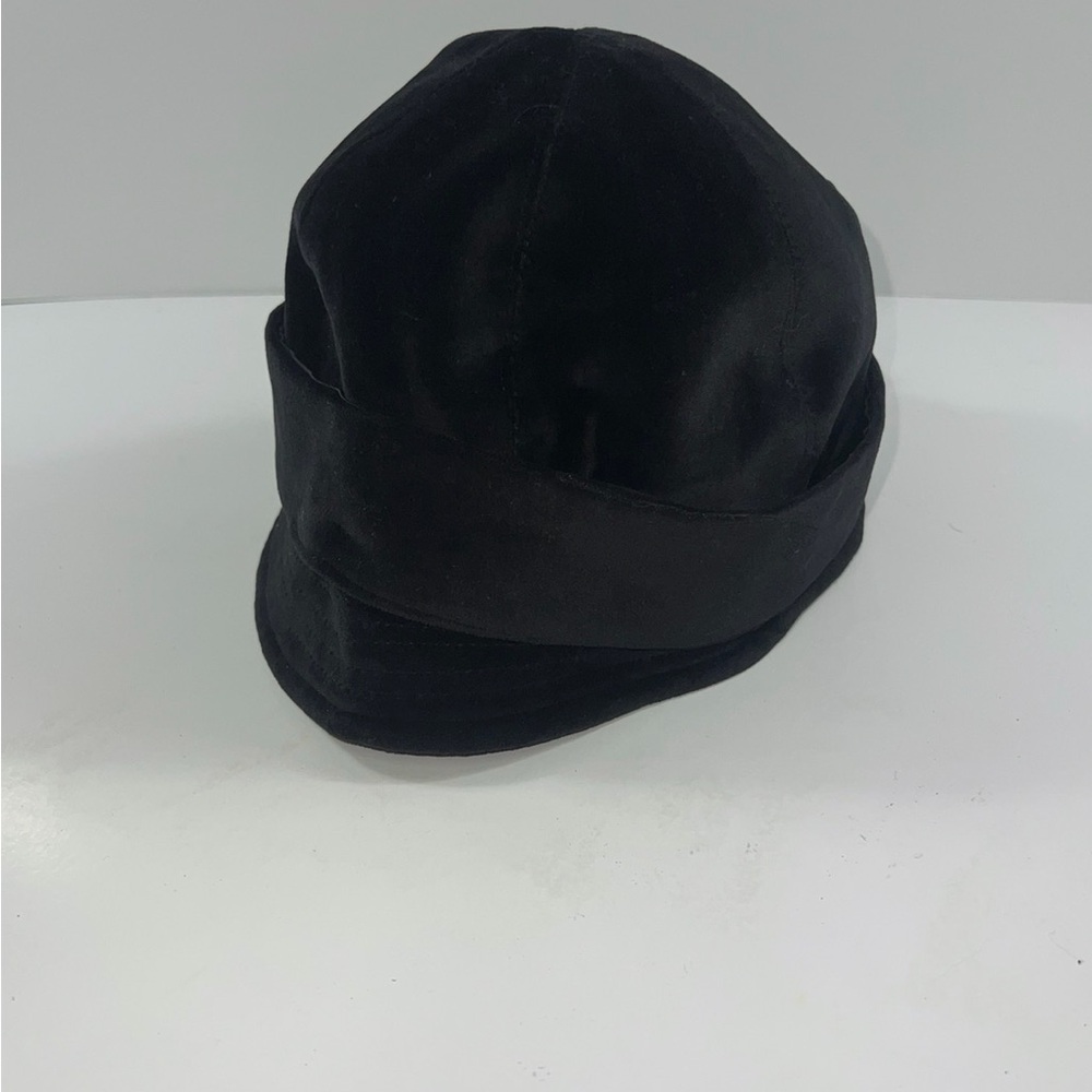 Burberry London Black Velvet Cloche Cap Nova Check Sash Button Decor Hat Small - Picture 5 of 5